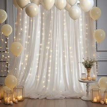 Load image into Gallery viewer, SHILLANCE White Led Chiffon Sheer Backdrop Curtain for Wedding, Parties, White Arch Drapes with Lights String for Backdrop Decoration,10ft x 10ft
