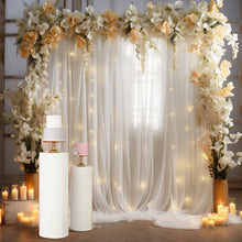 Load image into Gallery viewer, SHILLANCE White Led Chiffon Sheer Backdrop Curtain for Wedding, Parties, White Arch Drapes with Lights String for Backdrop Decoration,10ft x 10ft
