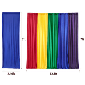 HOHO MONKEY Rainbow Backdrop Curtains Bright Colourful Drape Backdrops 5PCS 2.5ft×7ft for Birthday Unicorn Party Baby Shower Girl Bedroom Decoration Red Yellow Green Blue Purple Free Combination