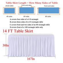 Load image into Gallery viewer, LEEGLERI White Polyester Pleated Table Skirt for Rectangle Table ,Ruffle Tutu Table Cloth for Wedding,Baby Shower,Birthday Party,Banquet
