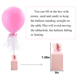 HOHO MONKEY Pink Tulle Tutu Balloons with Candy Box for Baby Shower Centerpieces Girls Butterflies Birthday Party Wedding Table Decorations, with Inflate Balloons Pump, 6 Packs