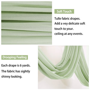 HOHO MONKEY Wedding Arch Draping Fabric, 1 Panel 28" x 19Ft Sage Green Sheer Fabric Drapes Backdrop Curtain for Wedding Ceremony Party Ceiling Decor（1 Panel）