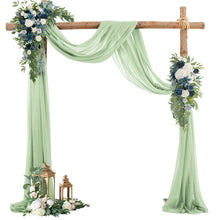 Load image into Gallery viewer, HOHO MONKEY Wedding Arch Draping Fabric, 1 Panel 28&quot; x 19Ft Sage Green Sheer Fabric Drapes Backdrop Curtain for Wedding Ceremony Party Ceiling Decor（1 Panel）
