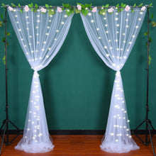 Load image into Gallery viewer, HANGING BULBS White Sheer Tulle Backdrop Curtain for Parties 5ftx10ft per Panel , 2 Panels
