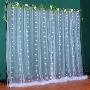 HANGING BULBS White Sheer Tulle Backdrop Curtain for Parties 5ftx10ft per Panel , 2 Panels