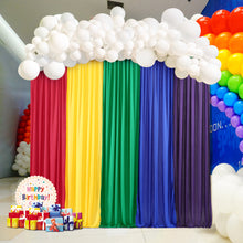 Load image into Gallery viewer, HOHO MONKEY Rainbow Backdrop Curtains Bright Colourful Drape Backdrops 5PCS 2.5ft×7ft for Birthday Unicorn Party Baby Shower Girl Bedroom Decoration Red Yellow Green Blue Purple Free Combination
