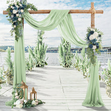 Load image into Gallery viewer, HOHO MONKEY Wedding Arch Draping Fabric, 1 Panel 28&quot; x 19Ft Sage Green Sheer Fabric Drapes Backdrop Curtain for Wedding Ceremony Party Ceiling Decor（1 Panel）
