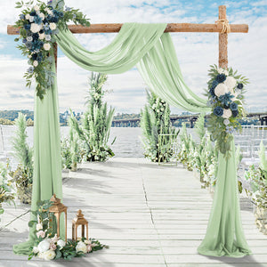 HOHO MONKEY Wedding Arch Draping Fabric, 1 Panel 28" x 19Ft Sage Green Sheer Fabric Drapes Backdrop Curtain for Wedding Ceremony Party Ceiling Decor（1 Panel）