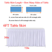 Load image into Gallery viewer, LEEGLERI White Polyester Pleated Table Skirt for Rectangle Table ,Ruffle Tutu Table Cloth for Wedding,Baby Shower,Birthday Party,Banquet
