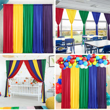 Load image into Gallery viewer, HOHO MONKEY Rainbow Backdrop Curtains Bright Colourful Drape Backdrops 5PCS 2.5ft×7ft for Birthday Unicorn Party Baby Shower Girl Bedroom Decoration Red Yellow Green Blue Purple Free Combination
