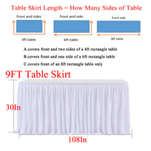 Load image into Gallery viewer, LEEGLERI White Polyester Pleated Table Skirt for Rectangle Table ,Ruffle Tutu Table Cloth for Wedding,Baby Shower,Birthday Party,Banquet
