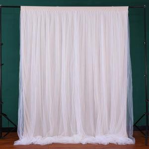 OUTPAIN 5 ft X 7 ft Champagne Tulle Backdrop Curtains for Baby Shower Party Wedding Photo Drape Backdrop for Photography Props Engagement Bridal Shower