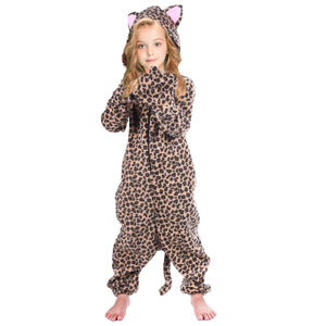 HTPER Kids Leopard Pajamas Oneside Cheetah Costume for Boys Girls Animals Onepiece