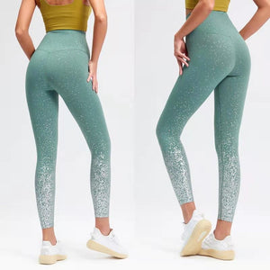 BATOER 2021 Bronzing Process Gold Gradient Leggings Women's Quick Dry Stretch Sports Yoga Pants Gold Jogging Tights Printed Leggings