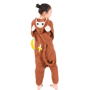 OUTPAIN Kids Monkey Pajamas Oneside Monkey Costume for Boys Girls Animals Onepiece