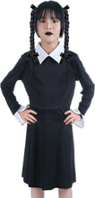 Load image into Gallery viewer, HB HBB MAGIC Halloween Wednesday Addams Family Costume for Girls Kids, Peter Pan Collar Black Dress Up Outfit for Child
