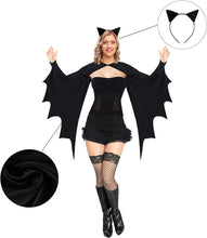 Load image into Gallery viewer, HB HBB MAGIC Bat Wings Costume Women Adult Halloween Bat Shrug with Ears Headband
