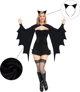 HB HBB MAGIC Bat Wings Costume Women Adult Halloween Bat Shrug with Ears Headband