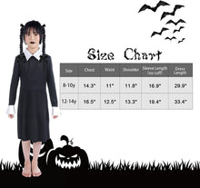 Load image into Gallery viewer, HB HBB MAGIC Halloween Wednesday Addams Family Costume for Girls Kids, Peter Pan Collar Black Dress Up Outfit for Child
