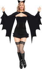 Load image into Gallery viewer, HB HBB MAGIC Bat Wings Costume Women Adult Halloween Bat Shrug with Ears Headband
