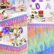 Load image into Gallery viewer, HB HBB MAGIC Rainbow Table Skirt Tutu Unicorn Tablecloth for Rectangle Table
