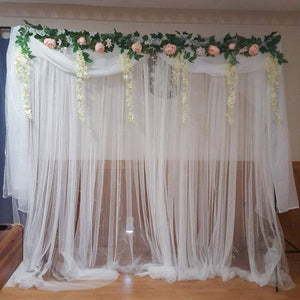 HB HBB MAGIC White Sheer Tulle Backdrop Curtains Net Curtains for Parties, Wedding, Baby Shower, Birthday Party, Photo Booth Backdrop Curtain Drapes Decorations 10 ft X 7 ft