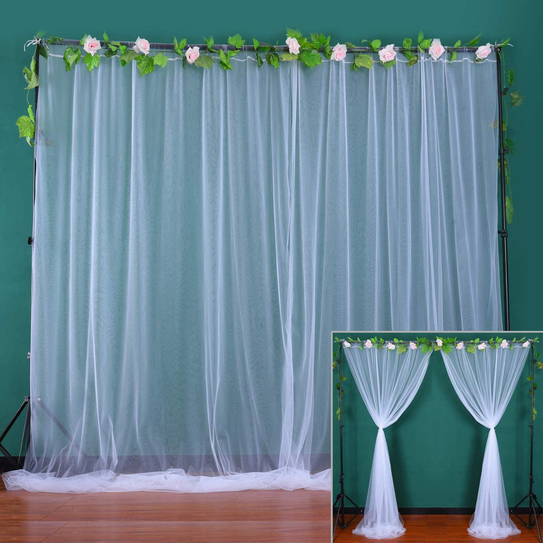 HB HBB MAGIC White Sheer Tulle Backdrop Curtains Net Curtains for Parties, Wedding, Baby Shower, Birthday Party, Photo Booth Backdrop Curtain Drapes Decorations 10 ft X 7 ft