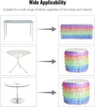 Load image into Gallery viewer, HB HBB MAGIC Rainbow Table Skirt Tutu Unicorn Tablecloth for Rectangle Table
