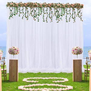 LEEGLERI White Tulle Backdrop Curtains Net Curtains for Baby Shower Party Wedding Photo Drape Backdrop