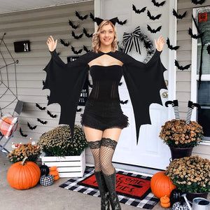 HB HBB MAGIC Bat Wings Costume Women Adult Halloween Bat Shrug with Ears Headband