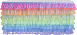 HB HBB MAGIC Rainbow Table Skirt Tutu Unicorn Tablecloth for Rectangle Table