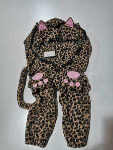 HTPER Kids Leopard Pajamas Oneside Cheetah Costume for Boys Girls Animals Onepiece